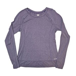 Hind Heather Purple Ruffle Long Sleeve Activewear Womens Medium